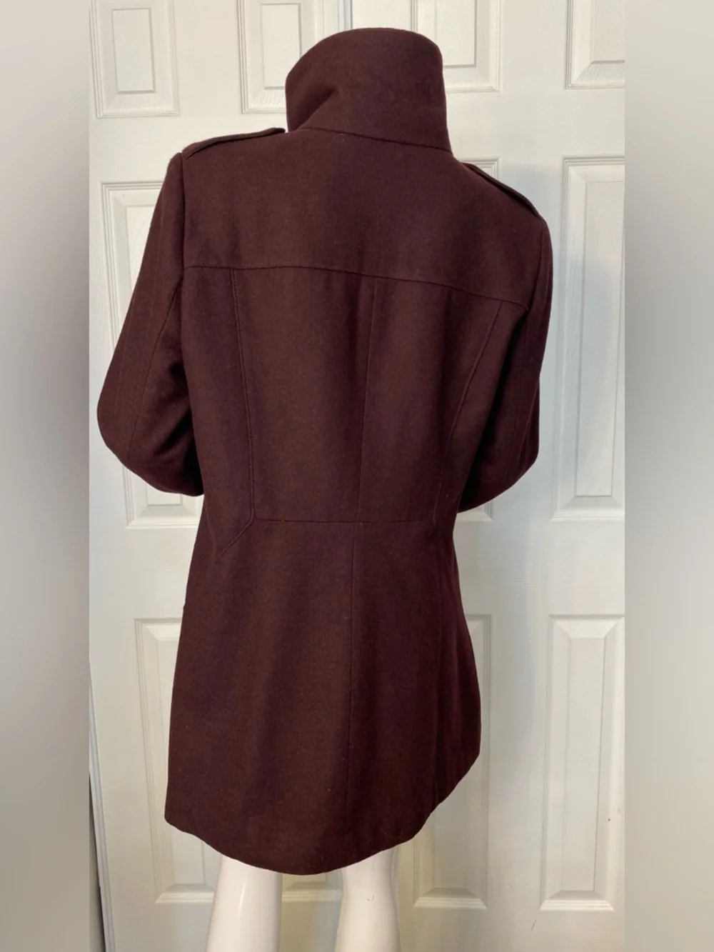 French Connection Deep Burgundy Asymmetrical Pea Coat - Picture 6 of 14